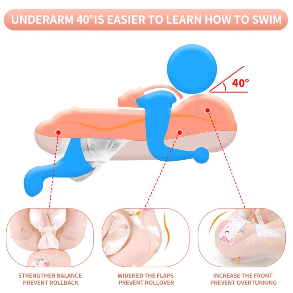 Bouée de Natation pour bébé avec Pare-Soleil, bouée de Natation Gonflable pour Poney, entraîneur de Natation pour bébé Aide à la Natation pour bébé avec Protection Solaire Amovible pour bébés