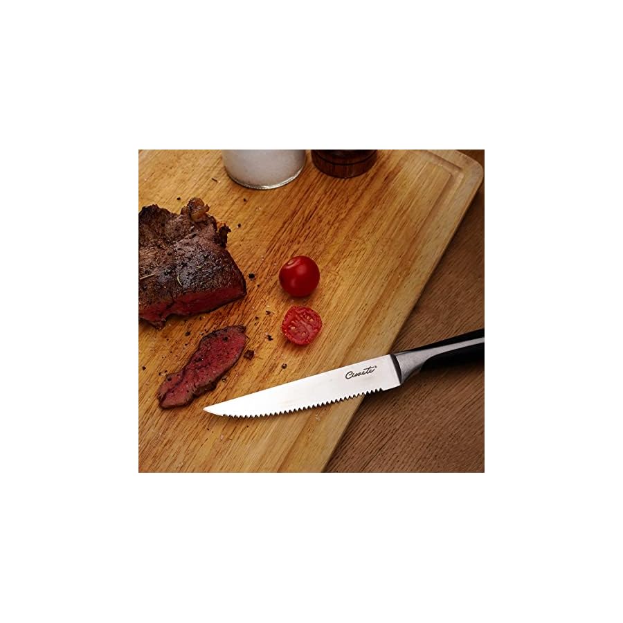 Steak-Knives-Set-of-6-Ciwete-4-Upgrade-3RC13-Stainless-Steel-Steak-Knife-Set-6-Piece-Sharp-Non-Stick-Rust-Resistant-Dinner-Knives-Black ciwete Serrated Steak Knives Set of 6, 5 Inch Stainless Steel Steak Knife Set with Ergonomic Handles, 6-Piece Sharp Knives for Weekly Family Dinners, Black