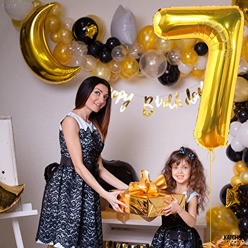 Image of KatchOn Gold Number 7 Balloon 40 Inch, 7th Birthday Balloon