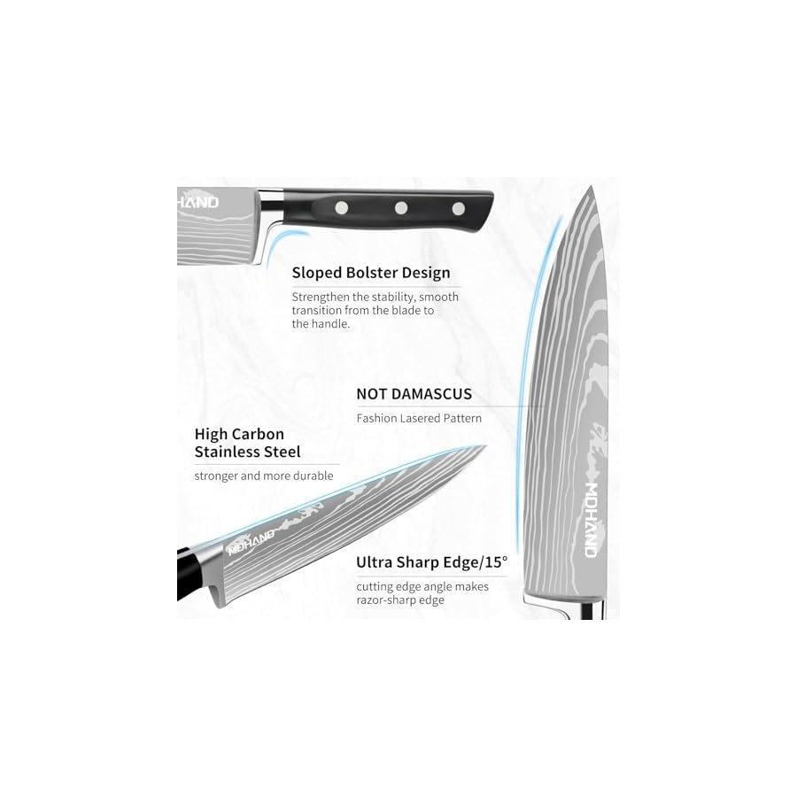 MDHAND-Knife-Set-with-Block-15-Pieces-Professional-Chef-Knife-Set-Forged-High-Carbon-Stainless-Steel-Sharp-Blade-with-Wood-Block-Kitchen-Knife-Set-with-Sharpener-Anti-slip-Handle-Dishwasher-Safe MDHAND Knife Set with Block, 15 Pieces Professional Chef Knife Set, Forged, High Carbon Stainless Steel Sharp Blade with Wood Block Kitchen Knife Set with Sharpener, Anti-slip Handle, Dishwasher Safe