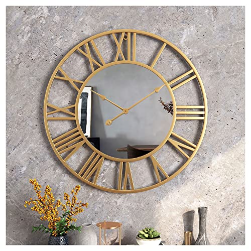 Horloge murale industrielle miroir quartz vintage salon chambre 50 cm