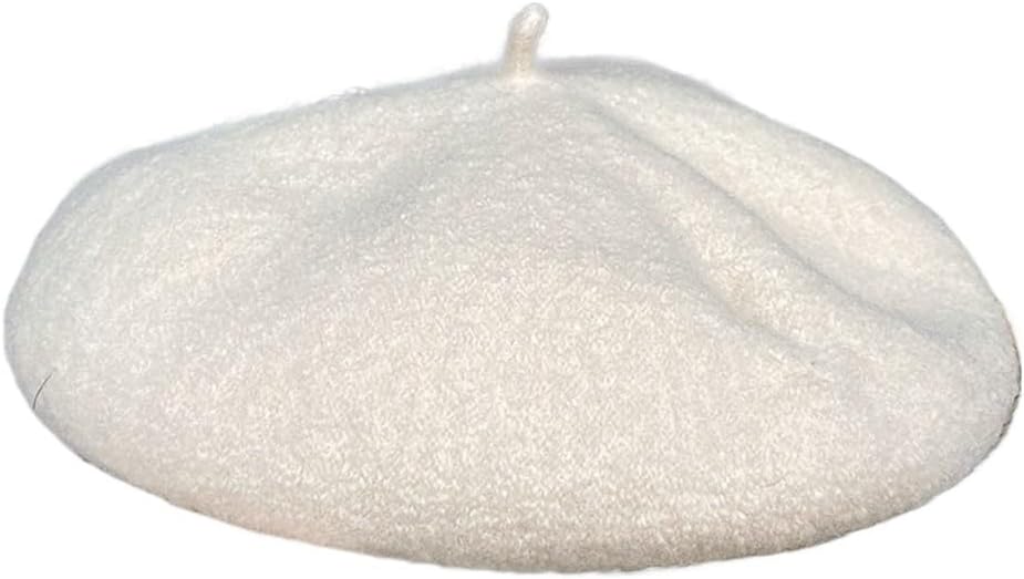 Knit Beret Women's Autumn/Winter Warm Windproof Pile Painter's hat Show hat(Black)