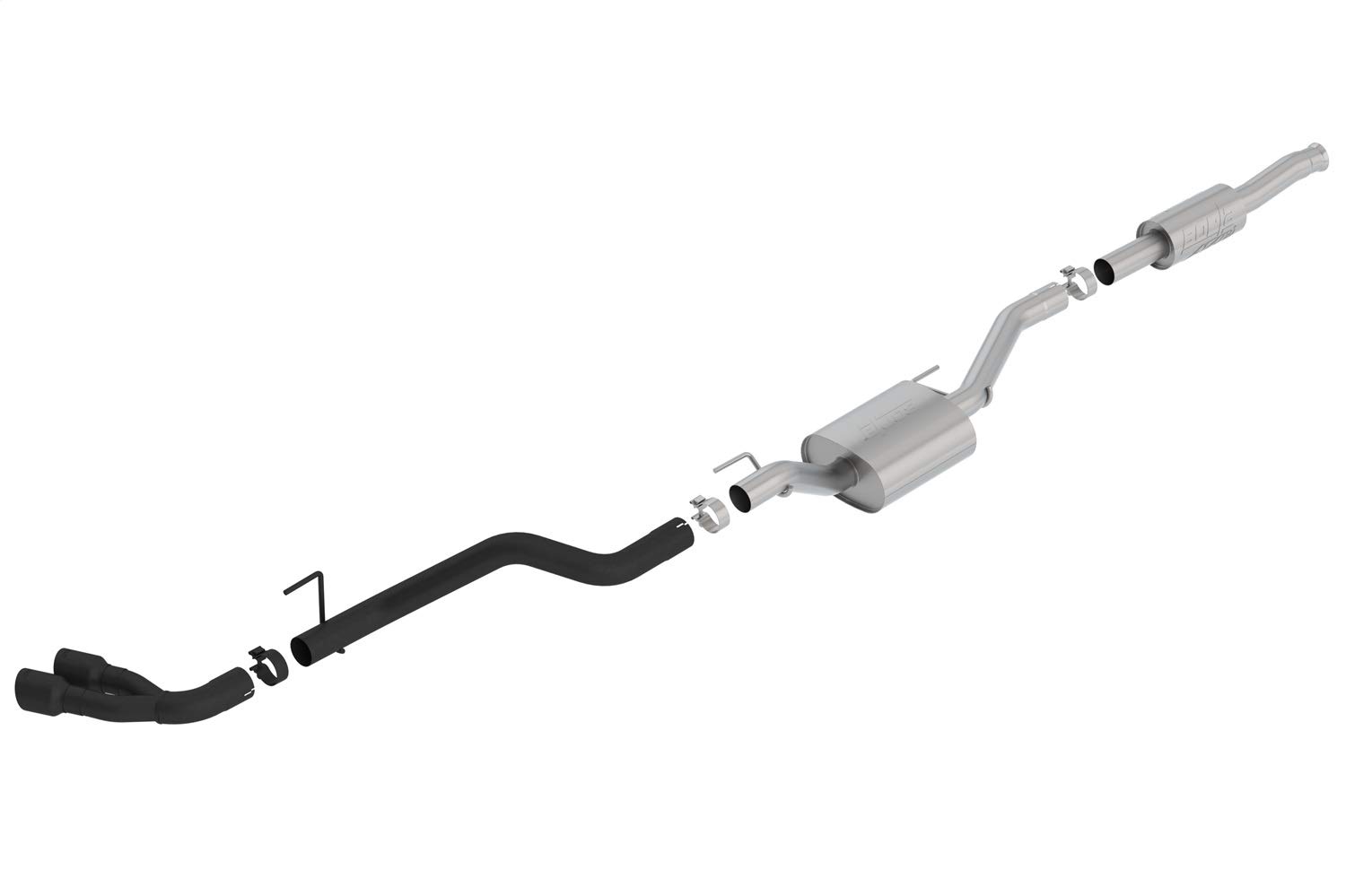 Borla 140813CB ATAK Cat-Back Exhaust System 2.75 in. Pipe 3.5 in. Tip Dual Round Angle Cut Ceramic Black Truck Side Exit T-304 Stainless Steel ATAK Cat-Back Exhaust System