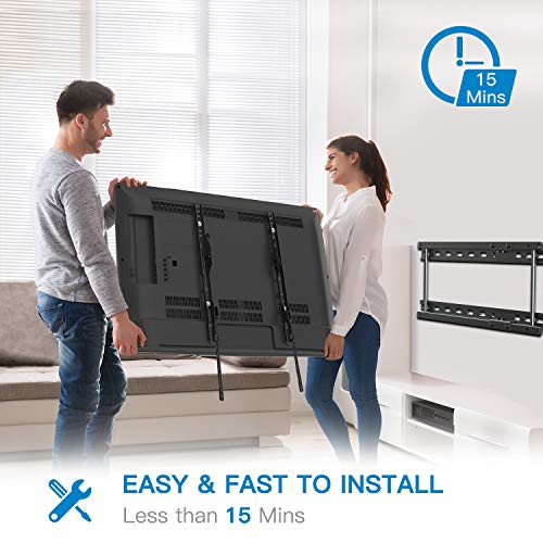 PERLESMITH PSLTK2 Tilting TV Wall Mount Bracket Fits for 16",18",24" Studs, Low Profile Tilt TV Mount for Most 37-70 Inch LED, LCD, OLED, Plasma Flat Screen TVs with VESA up to 600x400mm 132lbs