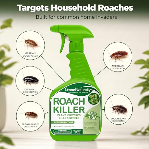 Image of Roach Killer - Peppermint Oil Roach Spray for Indoor & Outdoor Use - Cockroach Killer & Roach Repellent for Home - Safe for Kids & Pets Pest Control Solution (16oz)