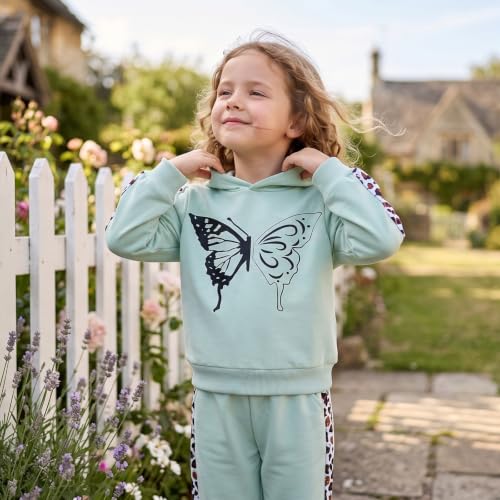 Image of Girls Clothes Fall Winter Toddler Outfits Leopard-print Hoodie Sweatshirt + Sweatpants 2 Piece Set 4-12 Years