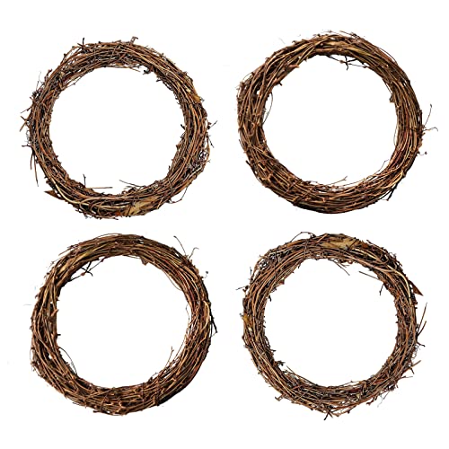 Simoutal Grapevine Wreath DIY Crafts Natural Dried Round Grapevines Wreath Bulk for Decoration, Crafts (8 Inch, 4 Pack)