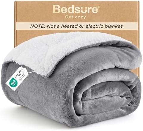 Bedsure GentleSoft Sherpa Fleece Throw Blanket for Couch, Non-Hea...