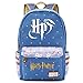 NYLY Mochila Escolar de Flores para niñas Mochilas Informales de Moda/de Compras/de Viaje, Mochila de la Serie Harry Potter （Estilo E） L Azul