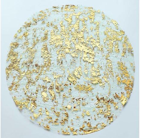 Set de Table Doré Rond, 12 Pièces Dessous Assiette de Table Maille en Feuille d'or Sets de Table Résistant à Chaleur pour Dîners en Famille, Restaurants...