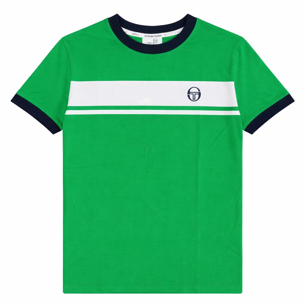 Sergio Tacchini Master T-Shirt, Fern Green, White, and Maritime Blue (UK, Alpha, XXL, Regular, Regular, Fern Green/White/Maritime Blue)