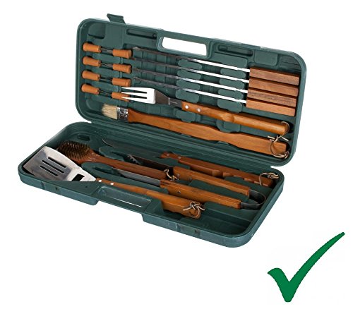 Pratico Griglia in acciaio inox set di posate per barbecue BBQ Set Barbecue Set Posate da barbecue di 18 pezzi