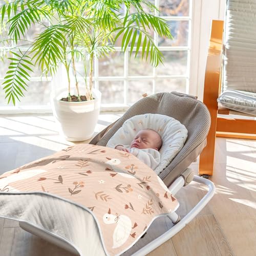 Image of Qilmy Cute Goose Flowers Baby Blanket for Boys Girls Kids with Soft Cotton, Cute Cozy Warm Nursery Receiving Swaddle Blanket for Toddler Infant Crib, 30 x 40 Inch