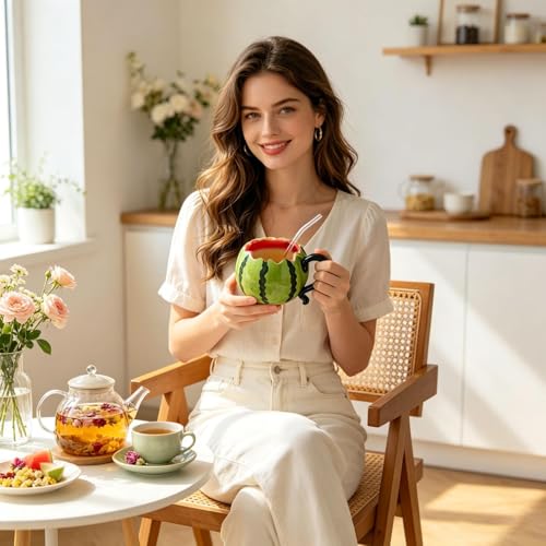 Tazas de café con diseño de sandía para desayunos en casa 3