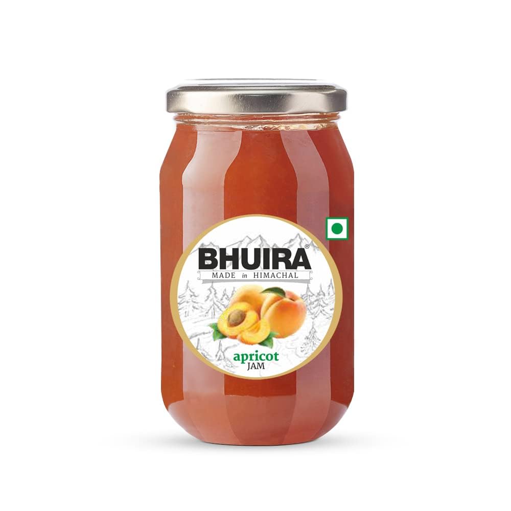 Bhuira Apricot Jam - 240g | All Natural No Added Sugar, Preservatives, Artificial Colors | Handmade Himachal Vegan Spread | Breakfast Dessert Jam | Healthy Snack | Guilt-Free | Sweet Tart