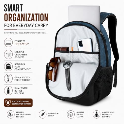 Image of BIGBERRY Rodeo | Leatherite Faux Leather Laptop Backpack for Men & Women | Water Resistant Medium Office, Travel, College Bag | Fits Up to 15.6 Inch Laptop | Travel, Casual & Business, Unisex