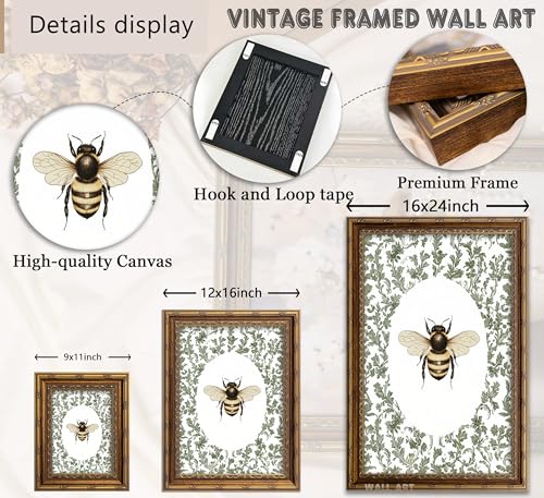 SKZMBTI Vintage Gold Framed Insect Wall Art Classical Bee Painting Prints - image 2