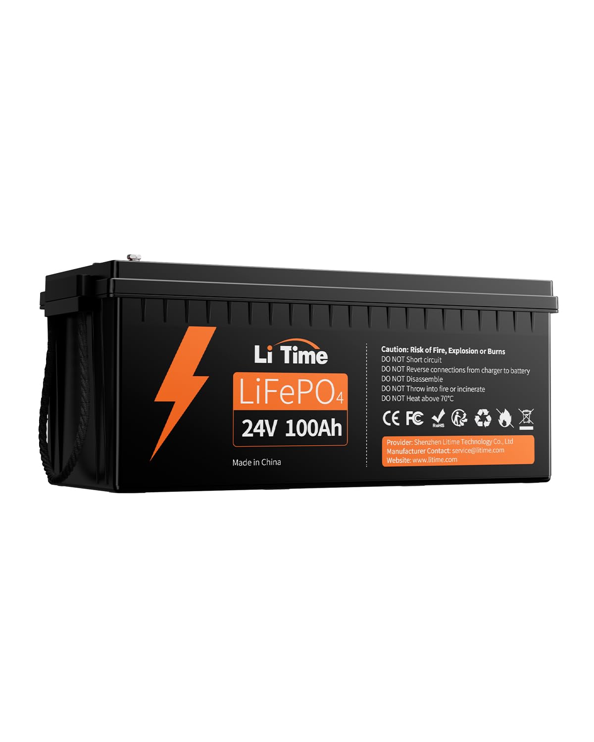 LiTime 24V 100Ah Batteria al Litio, Batteria Lifepo4 con 100A BMS, 4000+ Cicli, 10 Anni Di Vita, Batteria Litio Adatta Per Caravan, Camper, Solare, Nautica, Applicazioni Off-grid