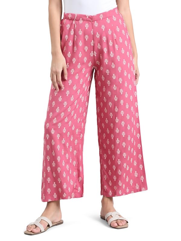 Image of GO COLORS Soft Viscose Printed Palazzo Full Length for Women| Breathable, Mid Rise