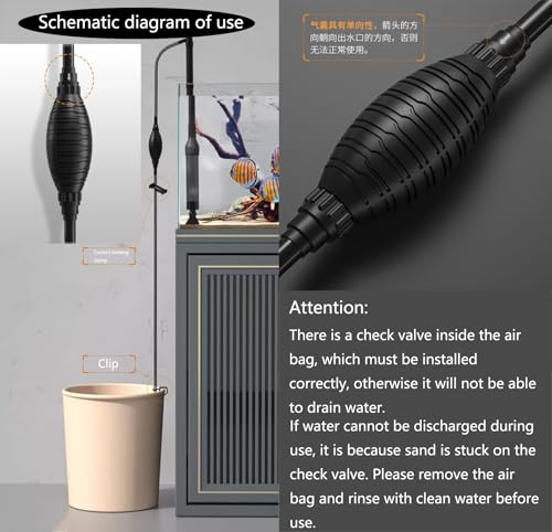 Image of Carefree Fish Aquarium Gravel Vacuum Sand Cleaner with 6Ft Pipe Fish Tank Water Changer Adjustable Length ABS(for 20~100Gal Tank)