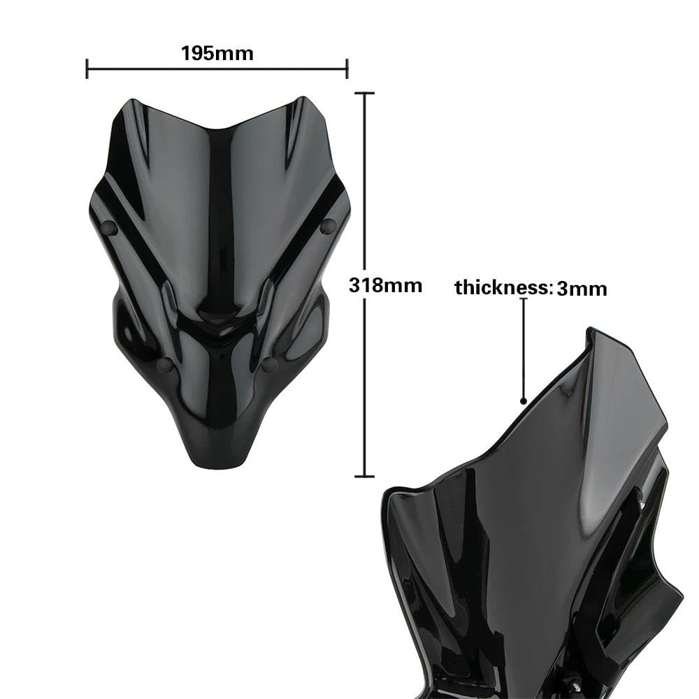 Dla YAMAHA MT07 FZ07 2021-2024 Szyba Przednia Motocykla Deflektor Wiatru Ochraniacz Szyby Przedniej Podwójna Szyba Przednia Bubble Deflektor Przedniej Szyby Motocykla(Light Smoke)