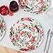 LEHAHA 12 Pcs Melamine Dinnerware Sets, Rose Flower Plates and Bowls Sets, Set of 4, Floral Dishes Dinnerware Set, Great For Valentine's Day,Christmas, Mother's Day and Daily Use, Red Rose