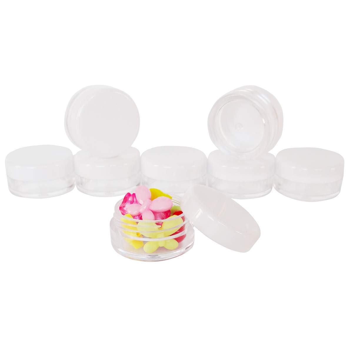 Wopanxye 50pcs 3g Jars 3 Grams Small Travel Sample Containers, 3ml Empty Plastic Round Jar with Lid for Cosmetics Lotion - Image 3