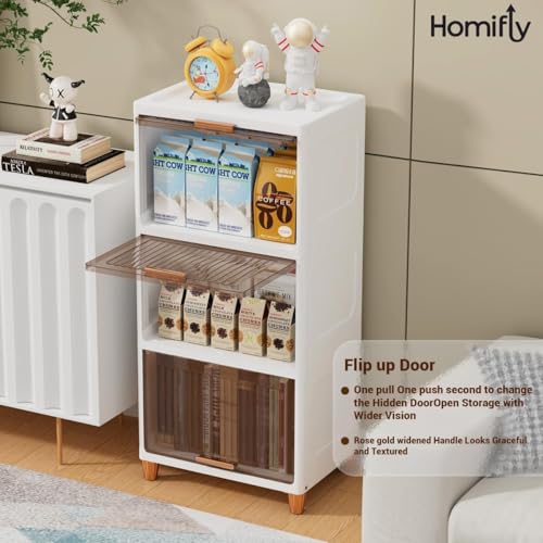 Image of HOMIFLY 4 Tier Foldable Plastic Cloth Rack for Storage /Kitchen Cupboard /Versatile and Sturdy Wardrobe for Clothes /Storage Organizer /Closet for Bedroom /Living Room /Laundry Room /Study(Transparent)