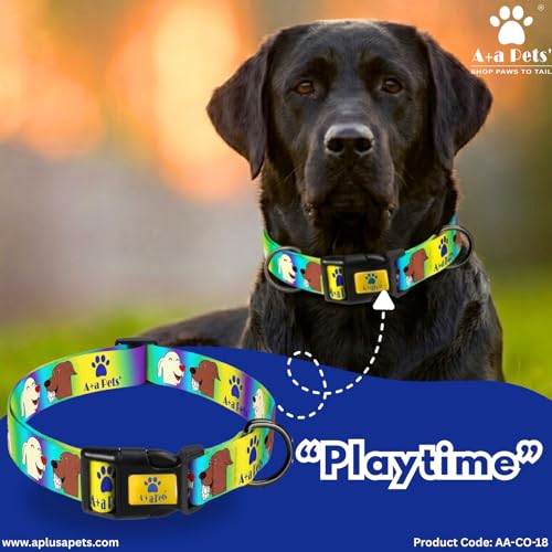 Image of A+a Pets' Playtime' Collar for Dogs & Cats | Waterproof Adjustable for All Breeds (Yellow, L)