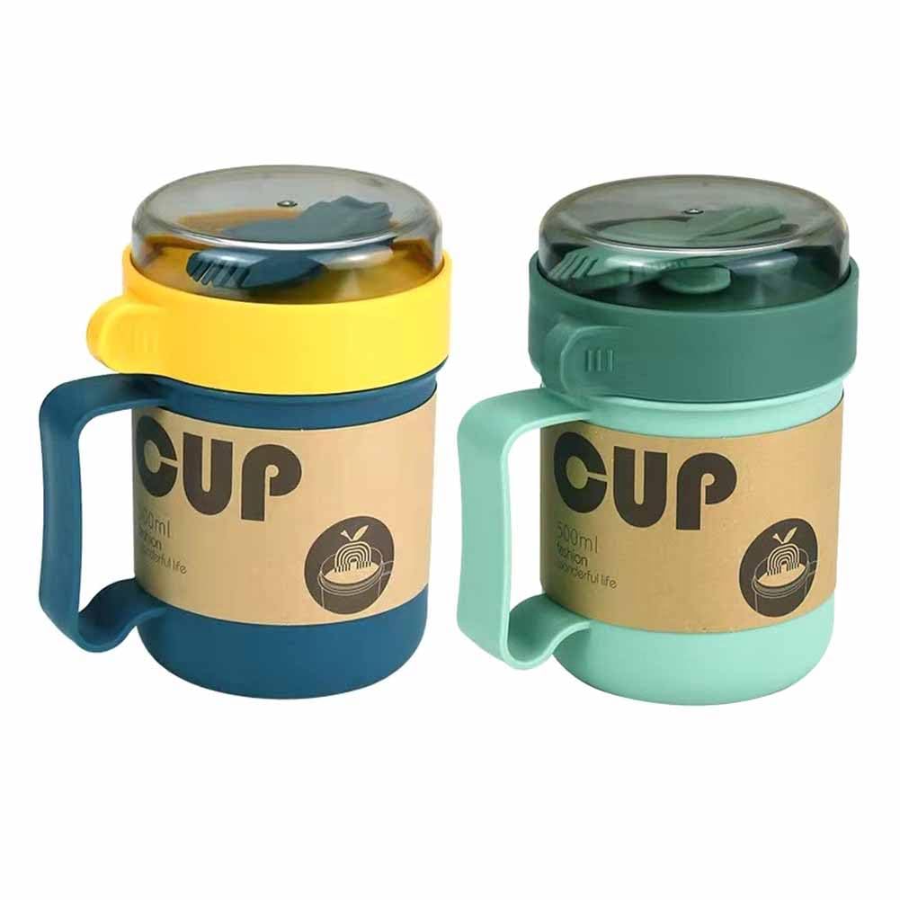 CTRLZS Portable Breakfast Cup Oatmeal Cup Cereal Nut Yogurt Mug Snack Cup Soup Mug Microwave with Lid Spoon for Kitchen Tool