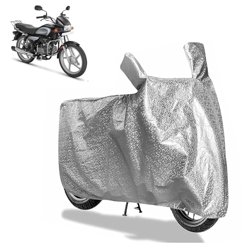 Image of Sulfar Bike Cover for Hero MotoCorp Splendor Plus (100cc / 125cc Xtec) | Waterproof, Dustproof & UV Protected | All Weather Two Wheeler Cover (Silver) New 2026 Variants