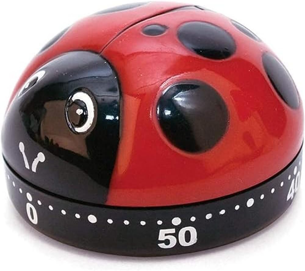 Kikkerland Ladybug Kitchen Timer, Red (KT21-A), 5.7 x 5.7 x 4.4 cm