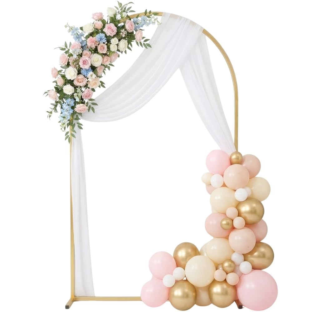 TERRE JARDIN Arche Mariage Métal Doré 220 x 120 cm - Support Décoration Cérémonie - Arche Ballon et Fleur pour Mariage, Anniversaire et Événement