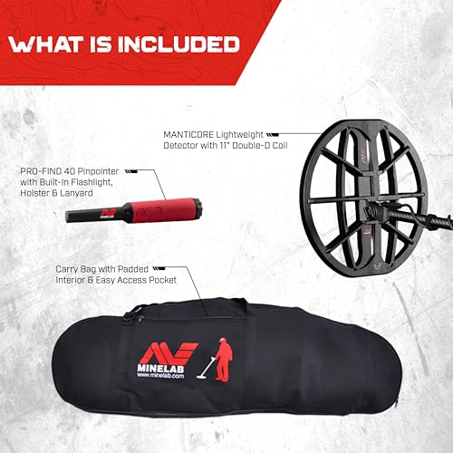 Image of MINELAB MANTICORE Metal Detector Professional Bundle for Adults with PRO-FIND 40 Waterproof Pinpointer & Universal Metal Detector Carry Bag