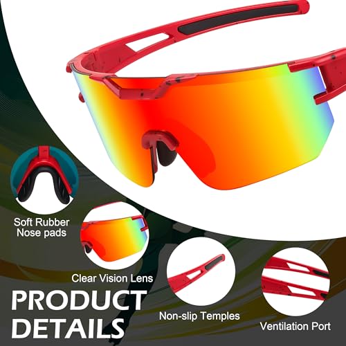 FEISEDY Kids Sunglasses Youth Baseball Sun Glasses, UV400 Sports Cycling Softball Sunglasses for Adult Boys Girls B0227 — view 4