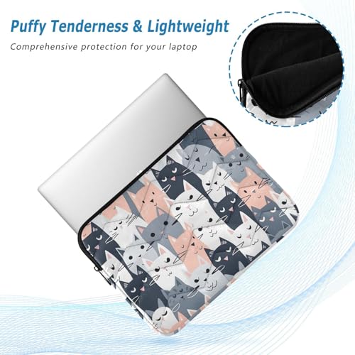 Funda para portátil 13-14 pulgadas rosa con diseño de gatos miniatura 5