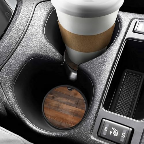 Portavasos universales de madera marrón para auto, 2 unidades miniatura 6