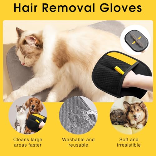 YANINEE 2 Stück Handschuh zur Entfernung Von Tierhaaren, Versatile Double Sided Pet Hair Remover Glove, Tierhaar Tschüss für Katzen & Hunde