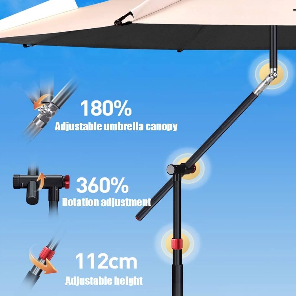 240 cm UV50+ Składany Parasol Wędkarski Wodoodporny Wiatroszczelny, Przenośny Parasol Podróżny z Regulacją Nachylenia i Wysokości, Parasol Kempingowy na Plażę