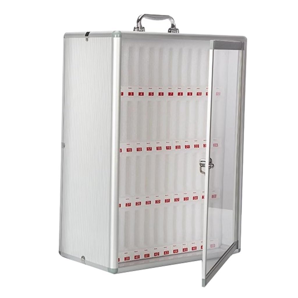Easnuroz Cell Phone Locker Box 12/24 /36/48/60 Slots Aluminum Alloy Company Conference Mobile Phone Storage Cabinet Suitable For People Who Lack Self-control (SILVER-A, 48)