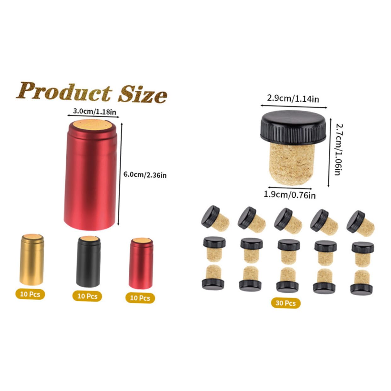 DECHOUS 60pcs Wine Bottle Sealer Film Heat Shrink Wine Bottle Stoppers Reusable Cork Shrink Caps