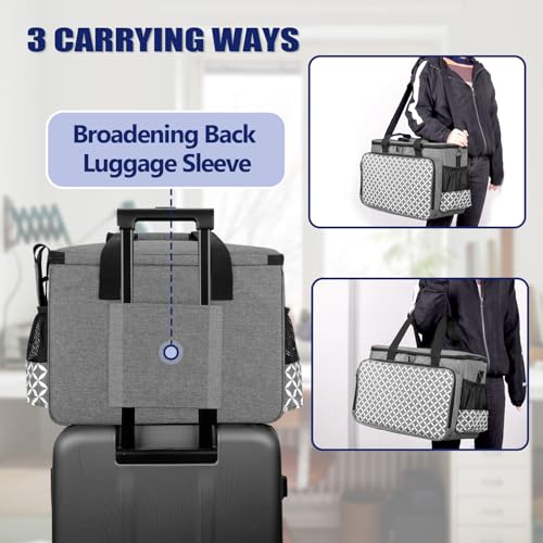 Miniatura 6 de Yarwo - Bolsa De Transporte Para Máquina De Coser Con Tabla De Madera Para Apoyar El Fondo, Adecuado Para La Mayoría De Máquinas En El Mercado, Gris Con Diseño