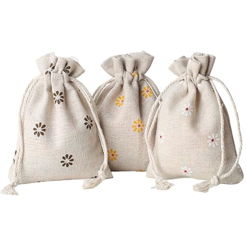 DAHI Lot de 24 Petits Pochon Tissu avec Cordon 9 x 12 cm, Sachet en Coton et Lin Réutilisable, Sachet Lavande Vide, Pochon Tissu pour Bijoux, Mariage, Cadeau,...