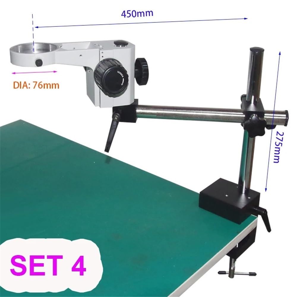 Microscope 50mm / 76mm Long Column Level Arm Heavy Duty Boom Large Stereo ARTICULATING Clamp Table Stand for Microscope Camera Set(76mm has Level Arm)