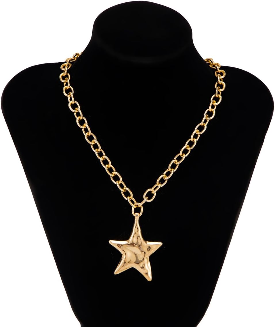 Chunky Gold Star Necklace Big Silver Statement Necklace for Women Big Star Chunky Necklaces Large Thick Paperclip OT Toggle Necklace Stocking Stuffers Christmas Jewelry - Image 7
