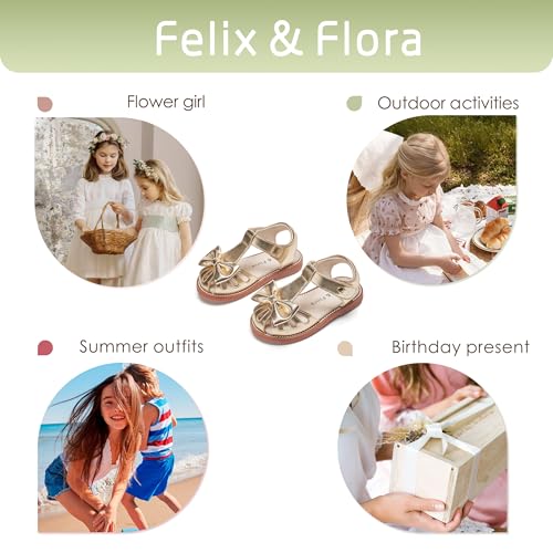Image of Felix & Flora Toddler Girls Sandals Soft Rubber Princess Flat Shoes Flower Girl Shoes