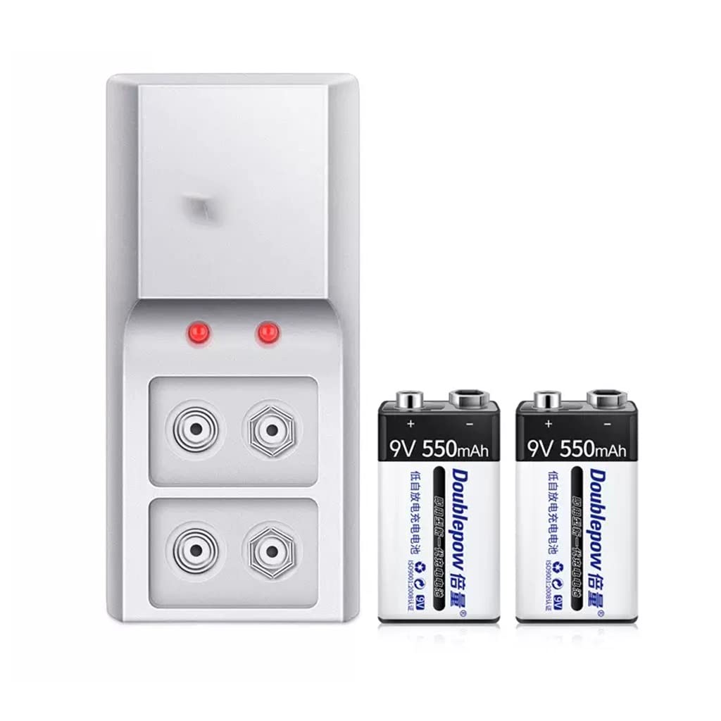 PEPDRO 9V Rechargeable Battery Lithium High Capacity Charger Set 9 Microphone Multimeter 6F22 Nine Volts Small