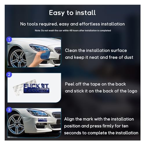 Image of Dickno Fuck It Edition Emblem for Car, Auto Fender Bumper Decoration Stickers, Vehicle 3D Side Fender Rear Trunk Decal Badge, Universal Exterior Accessories for Car (Blue & Black)