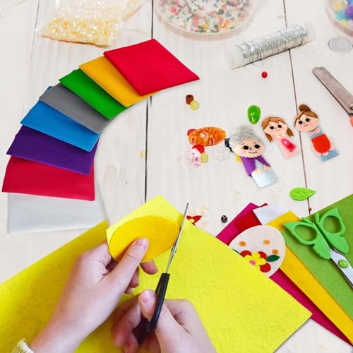Image of VARDHMAN Pack of 4 Multicolor Shades Felt Fabric Sheet Stiff (Hard) Size 19 inch x 21 inch inch - School DIY Crafts Patchwork, Table & Board Backdrops, Embroidery Sewing- 3 pcs (Multicolor Shades)
