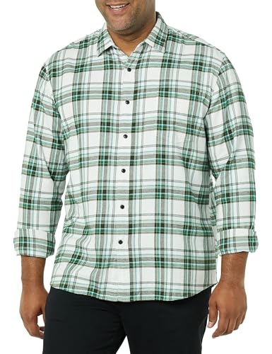 Image of Amazon Essentials Men's Regular Fit Long-Sleeve Flannel Shirt, Soft Brushed Cotton, Lightweight yet Warm